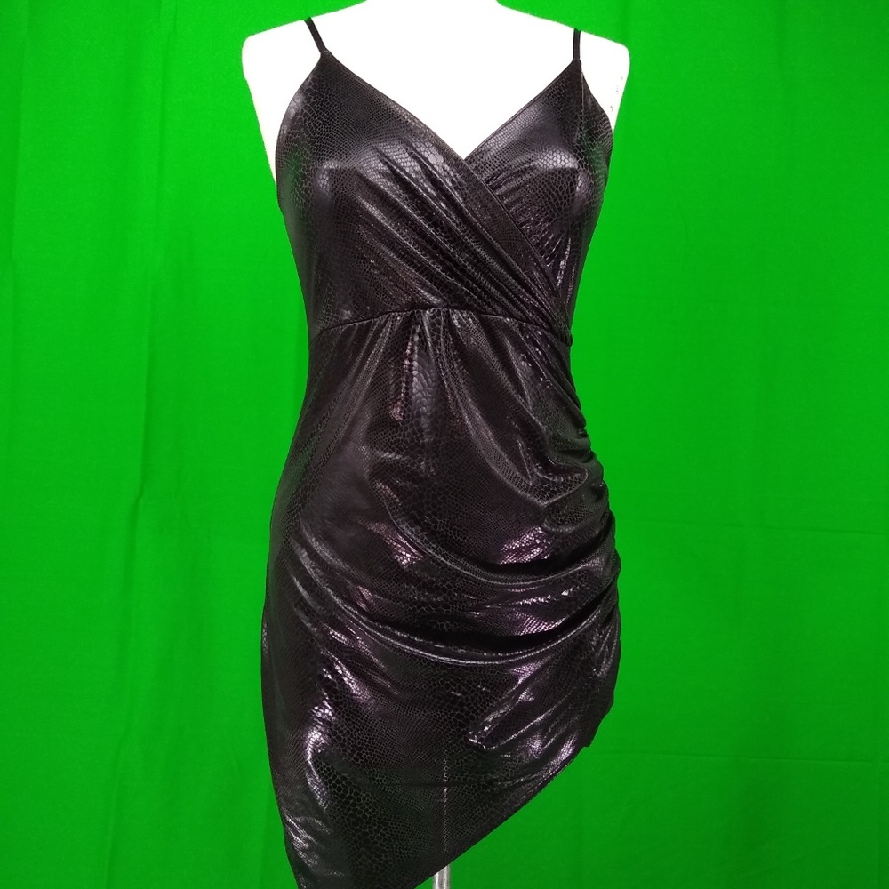 Snake print Wrapover Asymmetric Bodycon dress